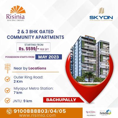 2 and 3BHK Gated Community flats in Bachupally | Skyon by Risinia